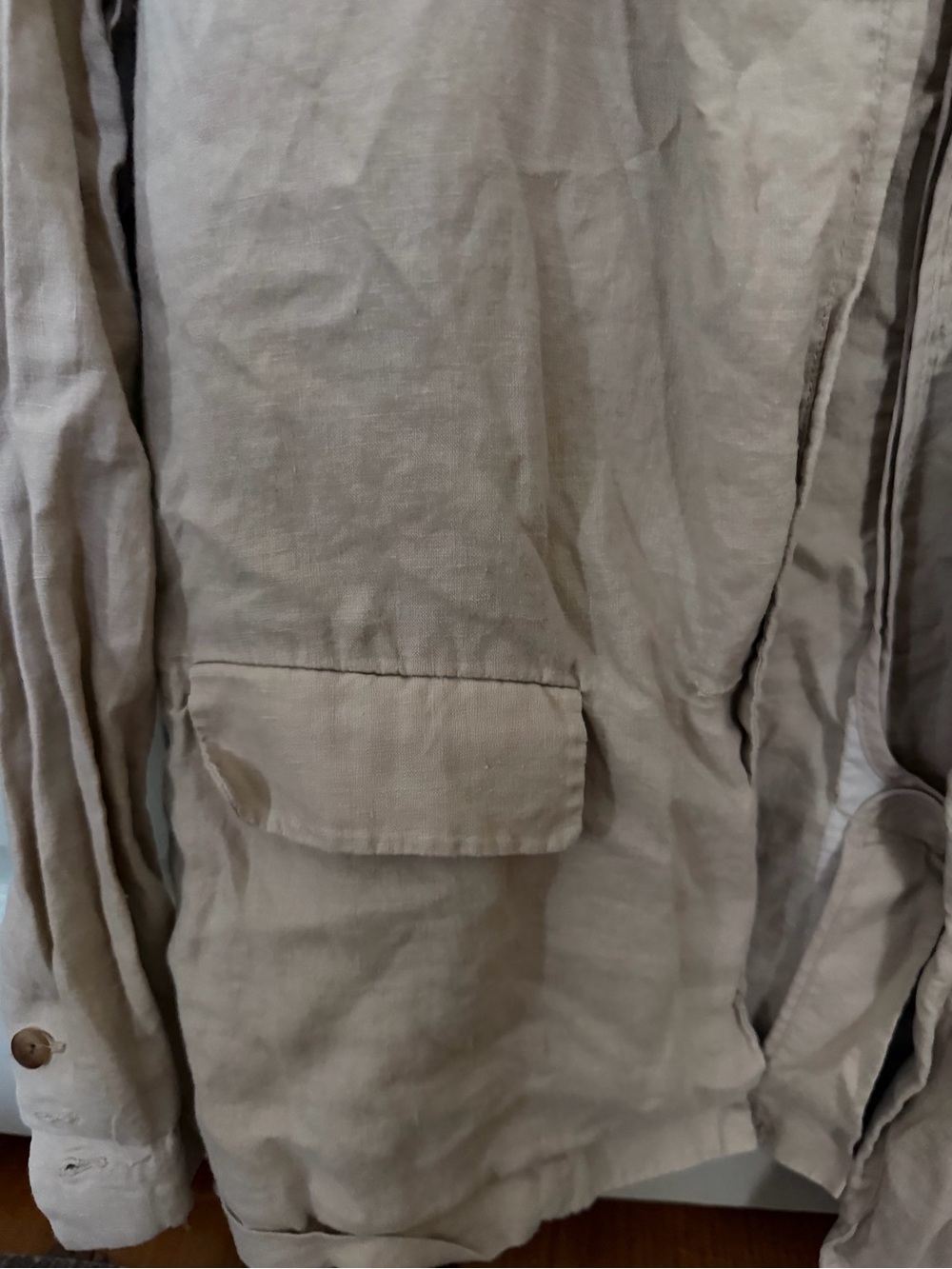 Quince Women's Linen Light Beige Unstructured Blazer - Picture 3 of 3